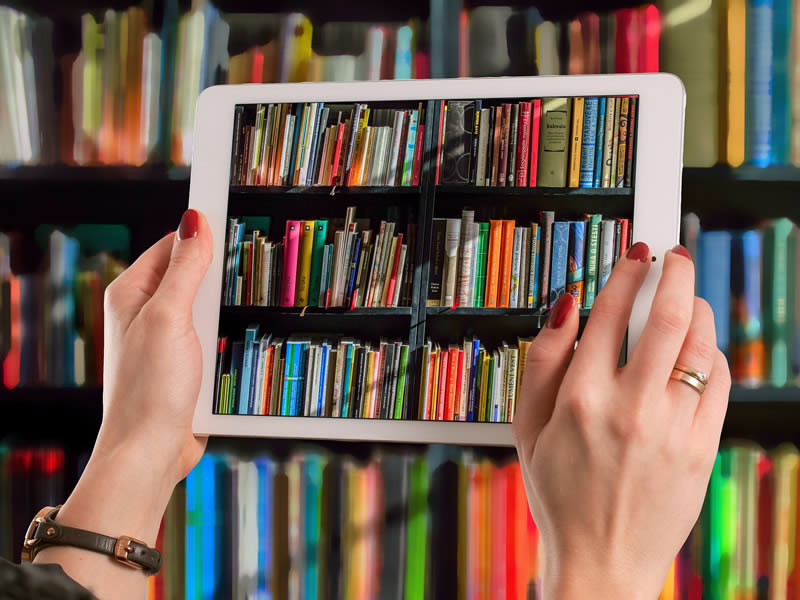 Tablet showing books